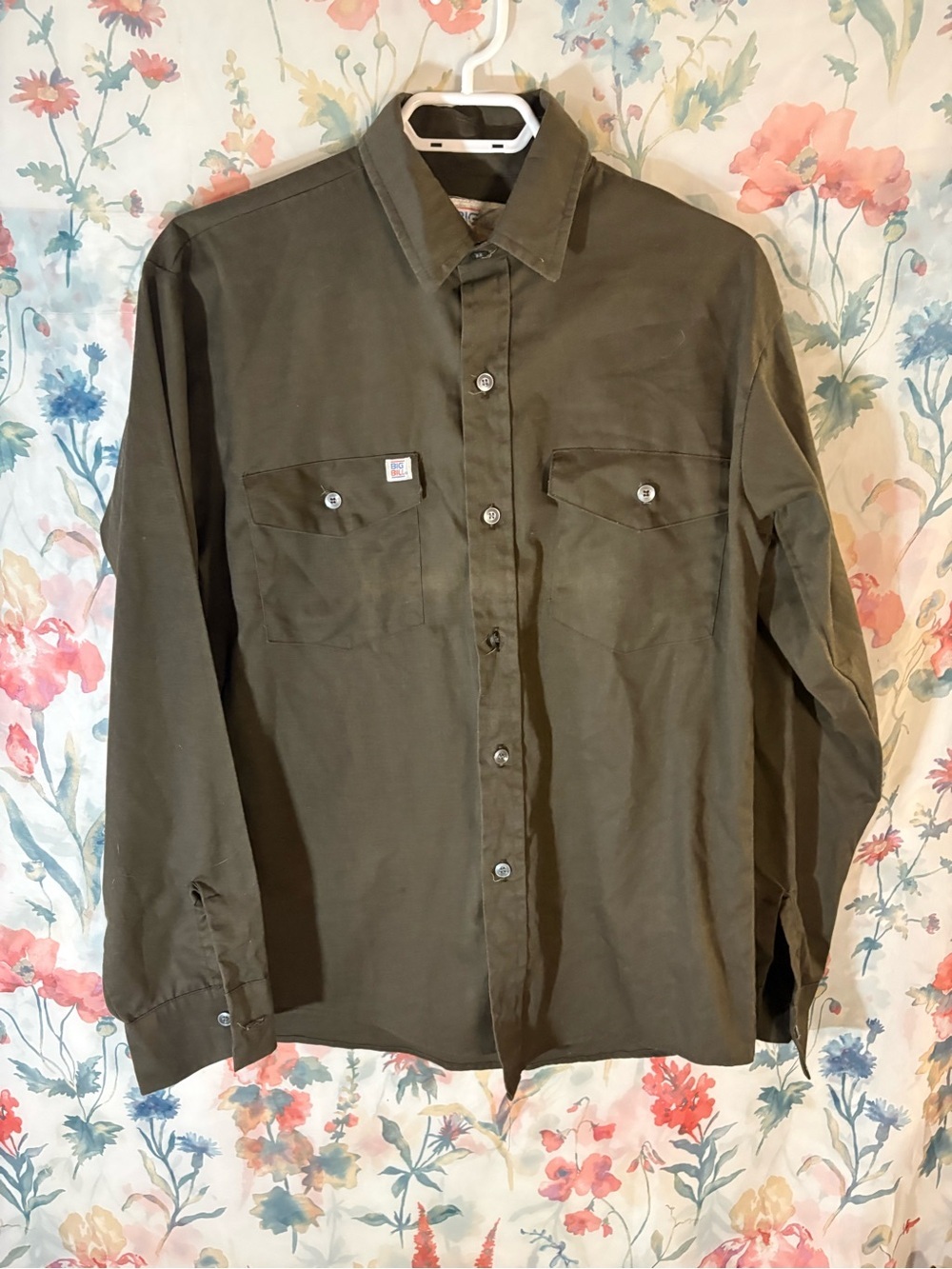 Vintage Brown/Green Button-Up Work Shirt